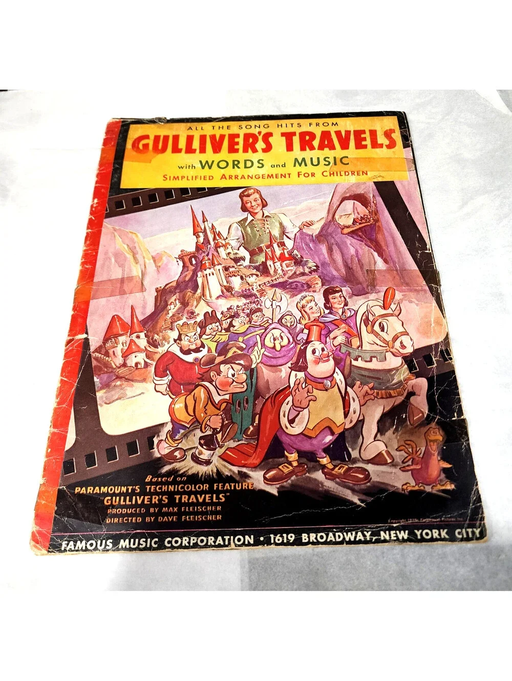 1939 Gullivers Travels Sheet Music Book Max Fleischer Animation Perfect Insides